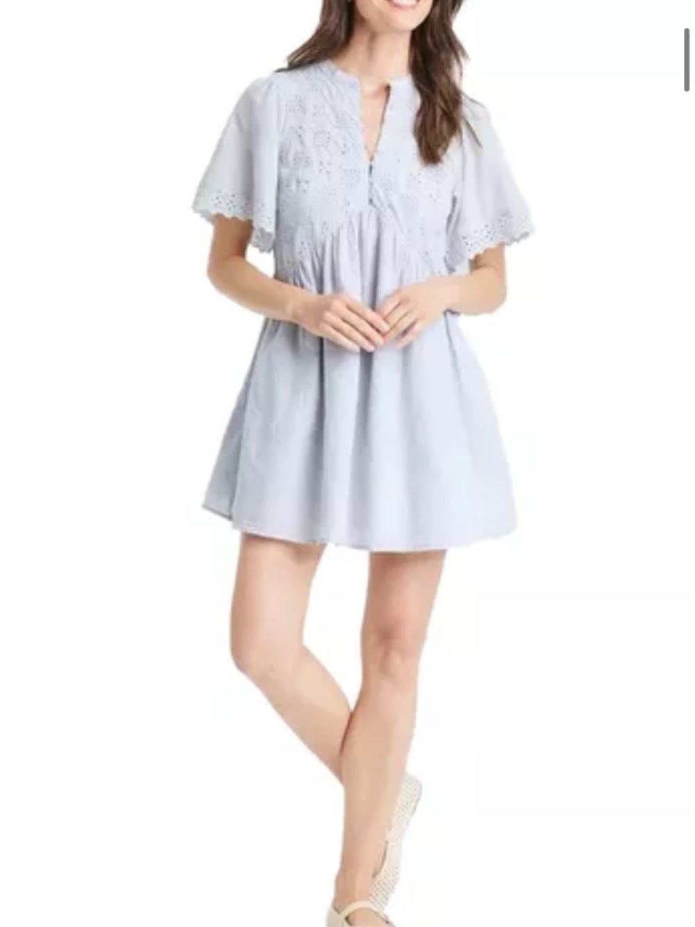 Universal Thread Pale Blue Eyelet Babydoll Mini Dress